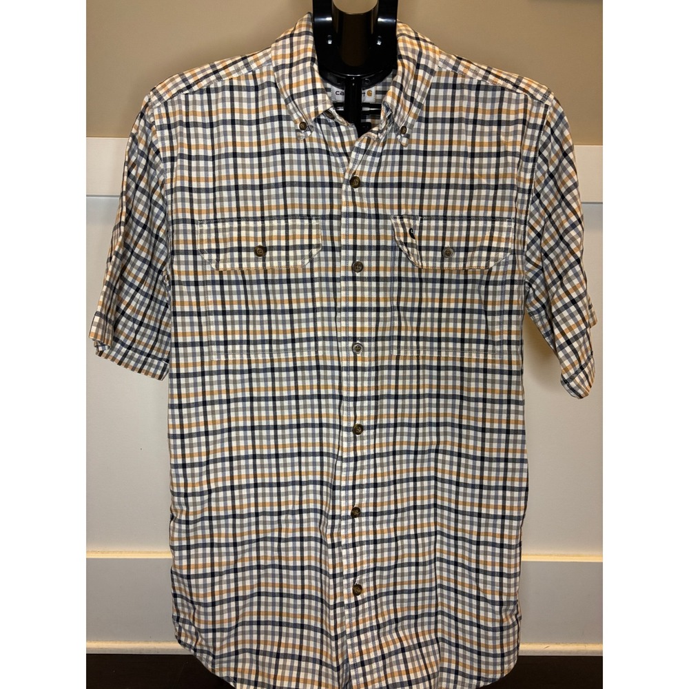 Carhartt Mens Relaxed Fit Plaid Short Sleeve Button Down Shirt Small 100385 703